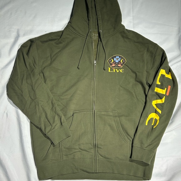 Olive Green Graphic Hoodie with Skull Design - Picture 3 of 7